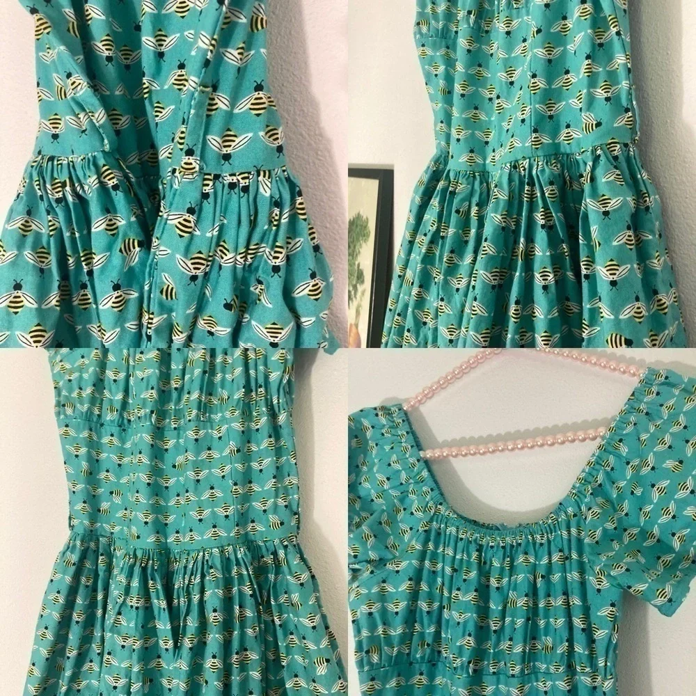 Bee print retro style swing dress - Picture 11 of 16